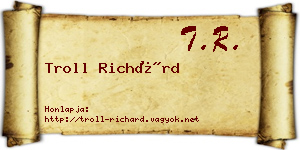 Troll Richárd névjegykártya